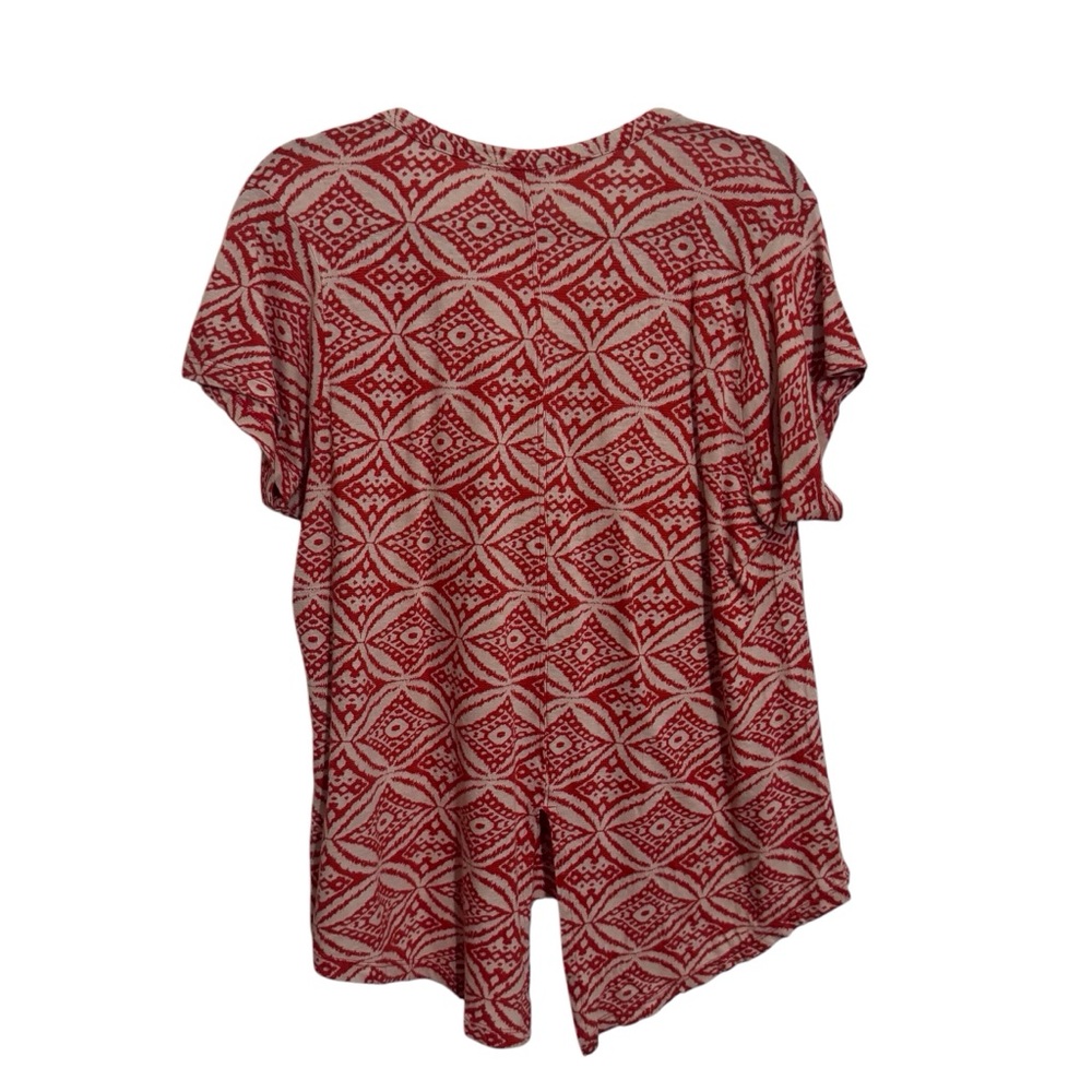 ❌❌❌Lucky Brand Vintage Y2K Large Top Orange Boho Short Sleeve Floral V-Neck Knit - Picture 5 of 7